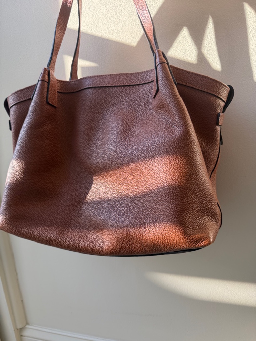 Cognac Leather Tote Bag by Serapian - Picture 7 of 12